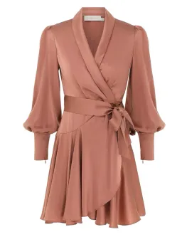 Zimmermann The Silk Wrap Mini Dress in Blush Size 0/Au 8  for rent on The Volte - image 2