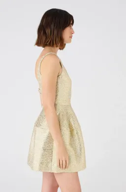 Oroton Metallic Mini Dress Gold Size 10  for rent on The Volte - image 2