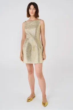 Oroton Metallic Mini Dress Gold Size 10  for rent on The Volte - image 1