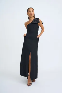 By Johnny Black Tie Bow Gown Black Size 10 for rent on The Volte - image 1