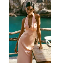 Shona Joy Plunged Halter Midi Dress Peach Size AU 10 for rent on The Volte - image 5