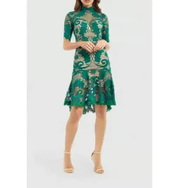 Thurley Babylon Lace Dress Green Size AU 6 for rent on The Volte - image 1