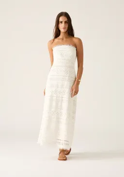 Mos The Label Daniela Textured Midi Dress Bright White Size 10  for rent on The Volte - image 1