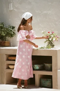 Sabo Skirt Nalu Off Shoulder Dress Gingham Pink/White Size XL / AU 14 for rent on The Volte - image 6