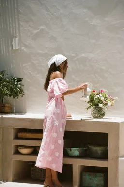 Sabo Skirt Nalu Off Shoulder Dress Gingham Pink/White Size XL / AU 14 for rent on The Volte - image 7