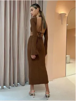 Rumer the Label Oasis LS Midi in Chocolate Size S / AU 8 for rent on The Volte - image 2