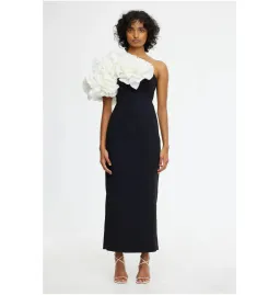 Acler Hampstead Midi Dress in Black and Ivory Size AU 12 for rent on The Volte - image 1
