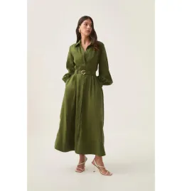 Aje Enchanter Scarf Midi Dress in Fern Green Size AU 12 for rent on The Volte - image 2