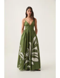 Aje Planetary Maxi Dress in Abstract Fern Size AU 8 for rent on The Volte - image 1