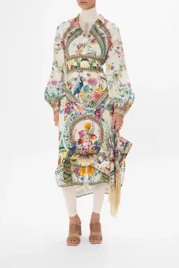 Camilla High Low Midi Linen Shirt Dress Plumes and Parterres Size AU 14 for rent on The Volte - image 4