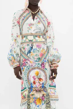 Camilla High Low Midi Linen Shirt Dress Plumes and Parterres Size AU 14 for rent on The Volte - image 2