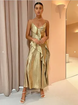 Acler Queensbridge Dress in Gold Size AU 10 for rent on The Volte - image 2