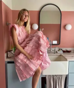 Aje Hybrid Midi Dress Pink Size 8 for rent on The Volte - image 3