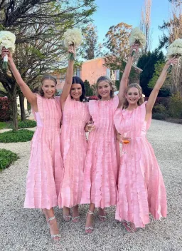 Aje Hybrid Midi Dress Pink Size 8 for rent on The Volte - image 2