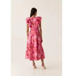 Aje Enchanted Plunge Midi Dress Misty rose Size AU 8 for rent on The Volte - image 3