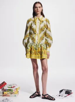 Alemais Gisela Mini Dress Yellow Floral Size 4 AU / 0 US for rent on The Volte - image 1