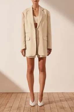 Shona Joy Sara Oversized Tailored Blazer Sand Size 8 for rent on The Volte - image 1