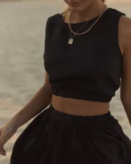 Dissh Dylan Linen Crop and Maxi Skirt Set Black Size 6 for rent on The Volte - image 5