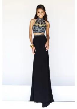 Sherri Hill 11068 High Neck Two Piece Gown Black/Beaded Size 6 for rent on The Volte - image 1