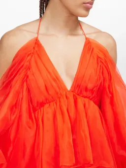 Zimmermann Natura Gathered Mini Dress Tomato Size 0 / AU 8 for rent on The Volte - image 2