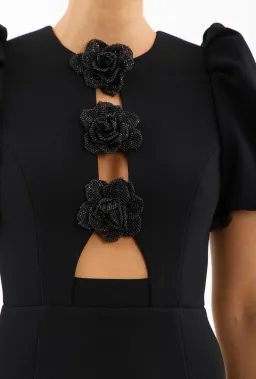 Rebecca Vallance Aubree Flower Mini Dress Black Size 10 for rent on The Volte - image 4