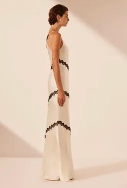 Shona Joy Camille Lace Asymmetrical Maxi Dress in Cream/Black Size 10 for rent on The Volte - image 2