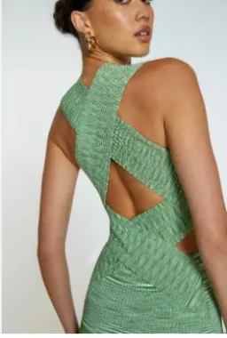 By Johnny Leora Latice Knit Midi Dress Green Size 8 for rent on The Volte - image 2