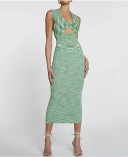 By Johnny Leora Latice Knit Midi Dress Green Size 8 for rent on The Volte - image 1