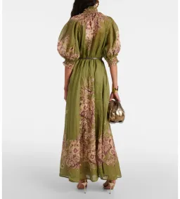 Zimmermann Ottie Swing Maxi Dress Khaki Floral Size 2/Au 12  for rent on The Volte - image 2