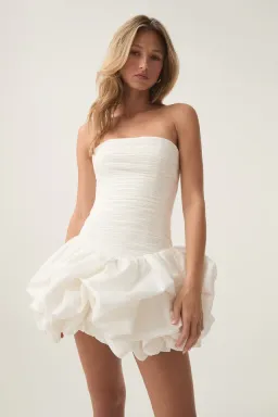 Aje Violette Bubble Hem Mini Dress Ivory Size 8 for rent on The Volte - image 2