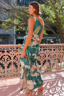 By Nicola Emiliano One Shoulder Maxi Dress Pine Green Size 8 for rent on The Volte - image 3
