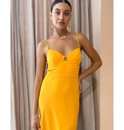 By Johnny Callia Wire Midi Dress In Apricot Orange Size AU 12 for rent on The Volte - image 2