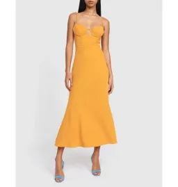 By Johnny Callia Wire Midi Dress In Apricot Orange Size AU 12 for rent on The Volte - image 7