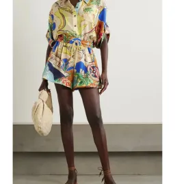 Zimmermann Alight Short Sleeve Shirt and Draw Waist Short Nautical Map Size 1 / AU 10 for rent on The Volte - image 2