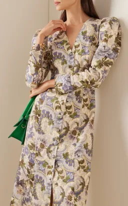 Alemais Phillipa Puff Sleeve Midi Dress Floral Size AU 6 for rent on The Volte - image 2