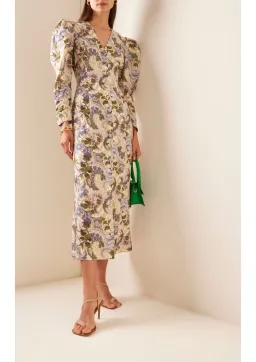 Alemais Phillipa Puff Sleeve Midi Dress Floral Size AU 6 for rent on The Volte - image 1