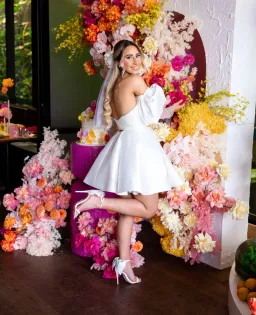 Aston Bridal Miranda Mini Dress White Size 6 for rent on The Volte - image 3