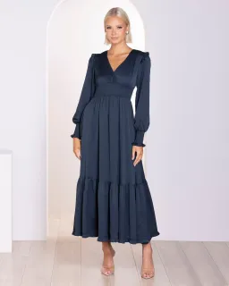 Pilgrim Jay Long Sleeve Maxi Dress Steel Size 8  for rent on The Volte - image 1