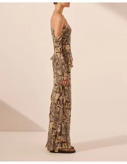 Shona Joy Hadiya Asymmetrical Long Sleeve Ruffle Maxi Dress Print Size 6 for rent on The Volte - image 5