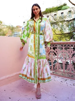 Alemais Checkmate Silk Shirtdress Multi Size AU 8 for rent on The Volte - image 8