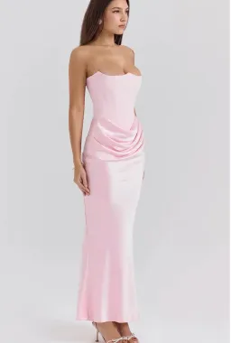 House of CB Persephone Strapless Corset Dress Rose Shadow Size XS / AU 6 for rent on The Volte - image 9