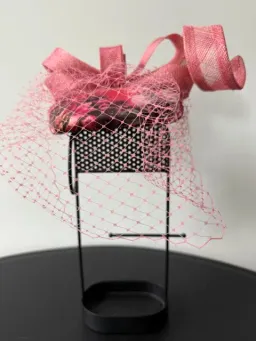 Olga Berg Pill Box Headwear with Netting Pink One Size for rent on The Volte - image 1