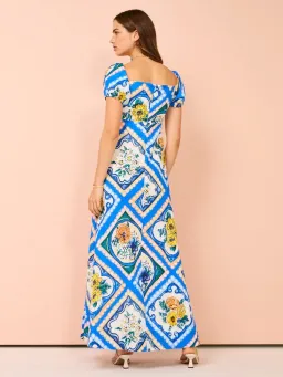 By Nicola Mariposa Puff Sleeve Maxi Dress in Azure Floral Size 8 for rent on The Volte - image 3