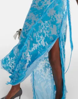 Acne Studios Women's Asymmetric Velvet Maxi Dress Neon Blue Size 34 / AU 6 for rent on The Volte - image 5