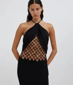 Christopher Esber Fluted Silk Column Dress Black Size AU 6 for rent on The Volte - image 2