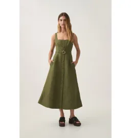 Aje Axle Utility Midi Dress in Palm Green Size AU 8 for rent on The Volte - image 1