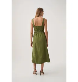 Aje Axle Utility Midi Dress in Palm Green Size AU 8 for rent on The Volte - image 4