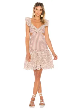 Zimmermann Meridian Stripe Frill Dress Red Stripe Size 6 for rent on The Volte - image 1
