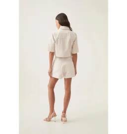 Aje Ren Denim Crop Shirt and Ren Belmond Denim Short Set in White Size AU 8  for rent on The Volte - image 7