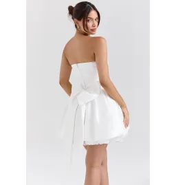 House of CB Noele Satin Strapless Bow Mini Gown White Size XS / AU 6 for rent on The Volte - image 3